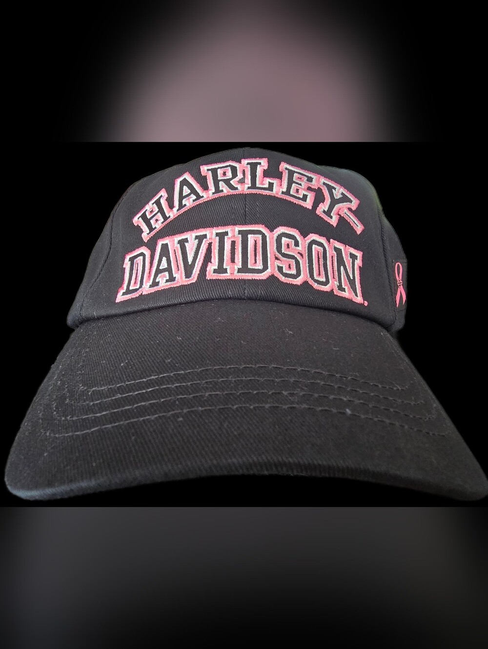 Harley-Davidson Black Cap with Pink Trim and Ribbon NWT
